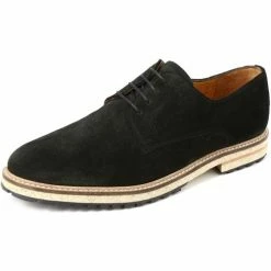 Belym Chaussure Homme De Ville Derby En Cuir Daim Noir Couleur Noir