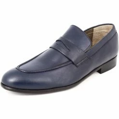 Belym Mocassin Chaussures hommes de ville en cuir bleu marine Couleur BLEU MARINE