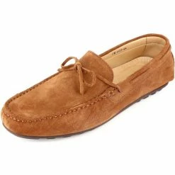 Belym Mocassins Hommes en Cuir Cognac Daim Chaussures 603 Couleur Camel