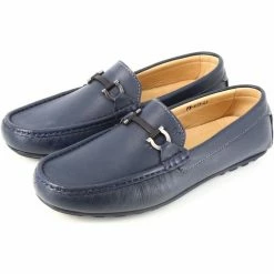 Belym Mocassins Hommes en Cuir Bleu 613 Couleur Bleu