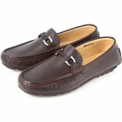 Belym Mocassins Hommes en Cuir Marron avec garniture 613 Couleur Marron