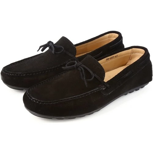 Belym Mocassins Hommes en Cuir Noir Daim 603 Couleur Noir