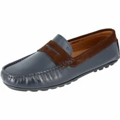 Belym Mocassin homme en véritable cuir Bleu et Marron daim 605 Couleur list: Bleu|Bleu