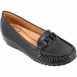 Belym Chaussure Femme Mocassin en cuir synthétique noir 067 Couleur list: Noir|Noir