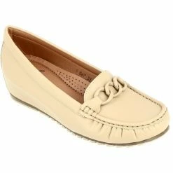 Belym Mocassin femme en cuir synthétique Beige avec garniture 067 Couleur list: Beige|Beige