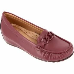 Belym Mocassin Femme en cuir synthétique Bordeaux avec garniture 067 Couleur list: BORDEAUX|Rouge