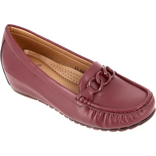 Belym Mocassin Femme en cuir synthétique Bordeaux avec garniture 067 Couleur list: BORDEAUX|Rouge