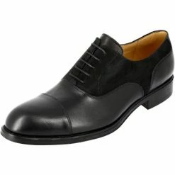 Belym Chaussure Richelieu Homme de ville en cuir et daim noir Couleur list: Noir|Noir