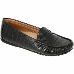 Belym Mocassin femme en cuir croco synthétique noir 063 Couleur list: Noir|Noir