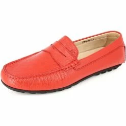 Belym Mocassin Homme De Ville En Cuir Rouge 605 Couleur Rouge