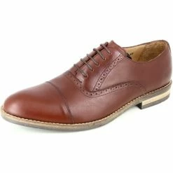 Belym Chaussures homme Richelieu en Cuir Cognac 3735 Couleur Camel
