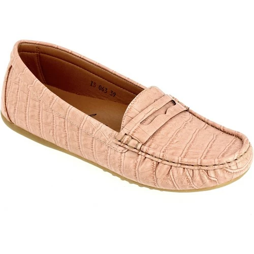 Belym Mocassins Ballerines femmes en cuir croco rose Couleur Rose